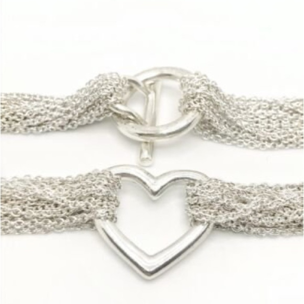Tiffany & Co. Sterling Silver Heart Multi Chain Necklace - Picture 8 of 15
